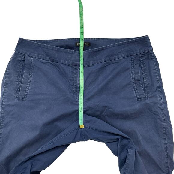 EILEEN FISHER Washed Blue Wide Leg Crop Cotton Blend Pants Size Medium #S4WE0-3 - Picture 7 of 11